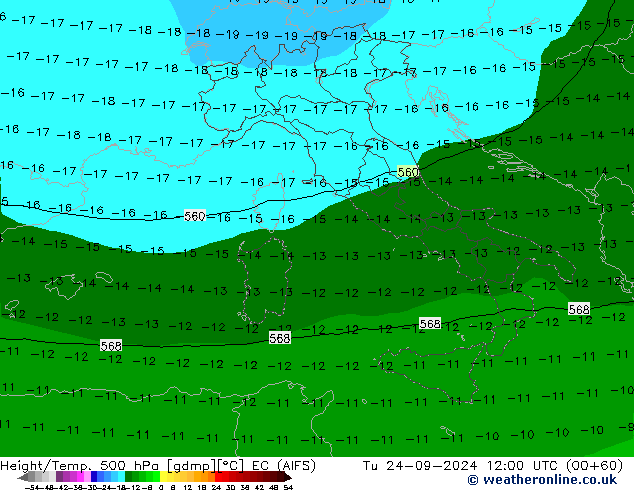 Height/Temp. 500 hPa EC (AIFS) Di 24.09.2024 12 UTC