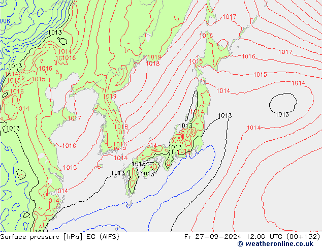 Surface pressure EC (AIFS) Fr 27.09.2024 12 UTC