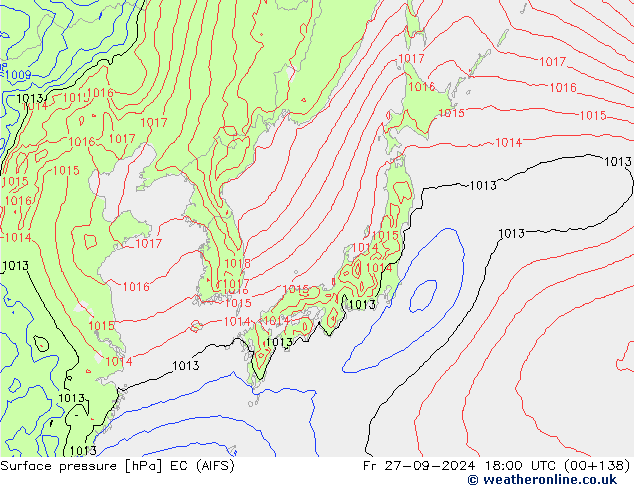 Pressione al suolo EC (AIFS) ven 27.09.2024 18 UTC