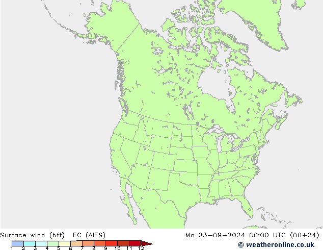 Wind 10 m (bft) EC (AIFS) ma 23.09.2024 00 UTC