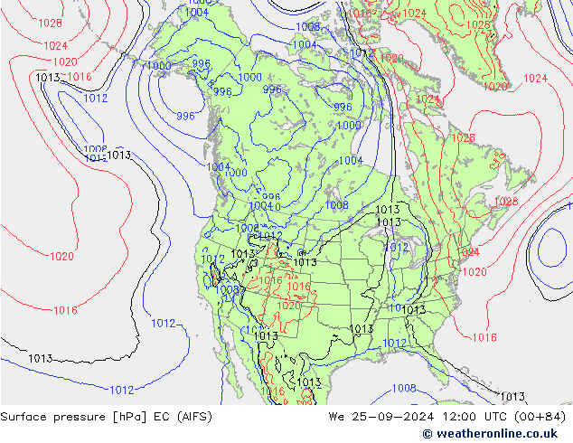 Surface pressure EC (AIFS) We 25.09.2024 12 UTC