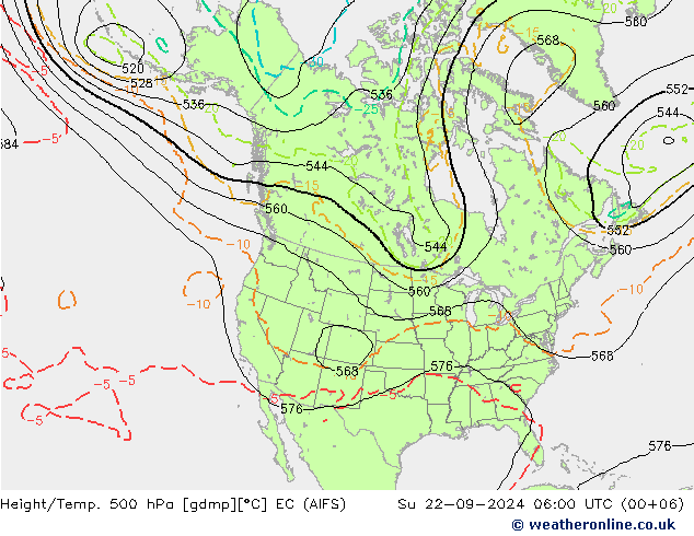 Height/Temp. 500 hPa EC (AIFS) Su 22.09.2024 06 UTC