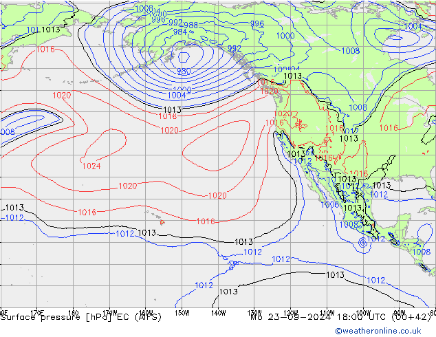 Atmosférický tlak EC (AIFS) Po 23.09.2024 18 UTC