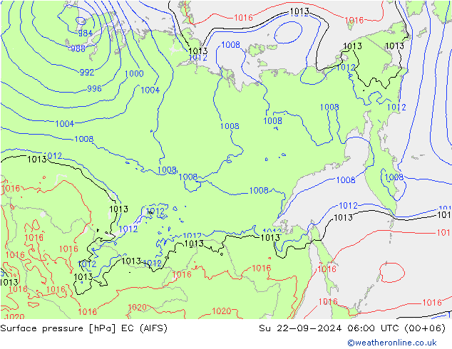 Luchtdruk (Grond) EC (AIFS) zo 22.09.2024 06 UTC