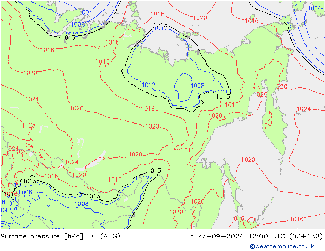 Atmosférický tlak EC (AIFS) Pá 27.09.2024 12 UTC