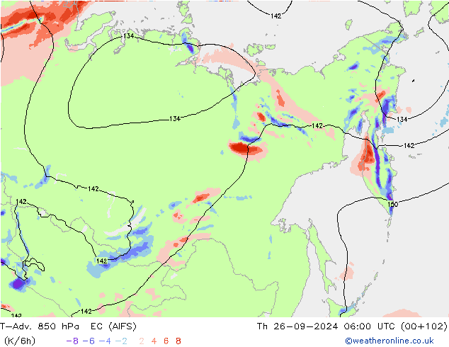 T-Adv. 850 hPa EC (AIFS) Qui 26.09.2024 06 UTC