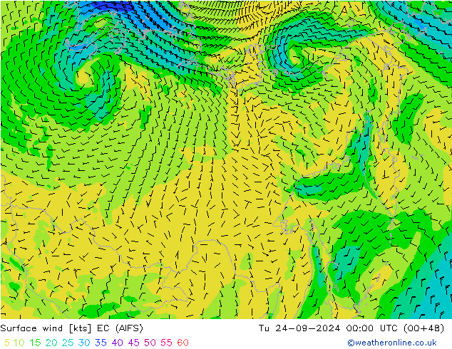 Bodenwind EC (AIFS) Di 24.09.2024 00 UTC