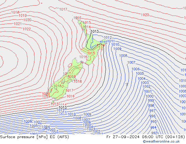 Surface pressure EC (AIFS) Fr 27.09.2024 06 UTC