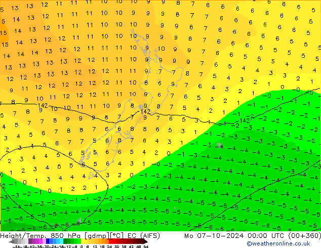 Height/Temp. 850 гПа EC (AIFS) пн 07.10.2024 00 UTC