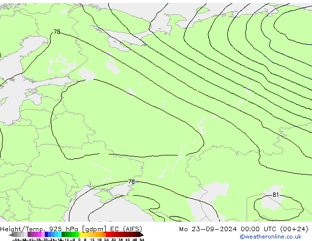 Height/Temp. 925 hPa EC (AIFS) Mo 23.09.2024 00 UTC