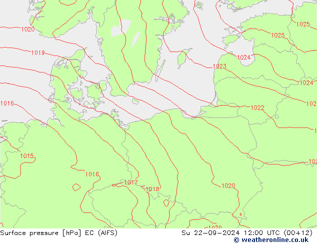 Surface pressure EC (AIFS) Su 22.09.2024 12 UTC