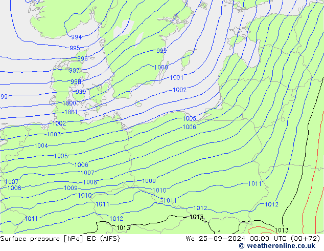 Surface pressure EC (AIFS) We 25.09.2024 00 UTC