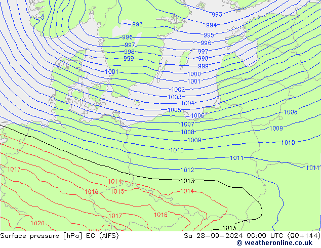 Bodendruck EC (AIFS) Sa 28.09.2024 00 UTC