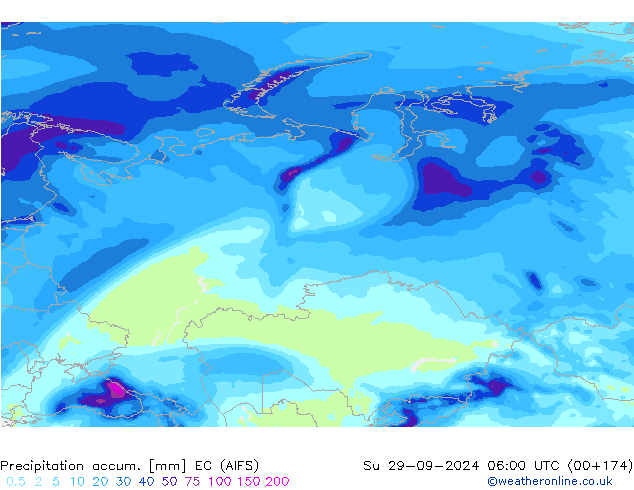 Precipitation accum. EC (AIFS) dom 29.09.2024 06 UTC