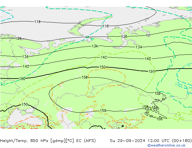 Height/Temp. 850 hPa EC (AIFS) Ne 29.09.2024 12 UTC