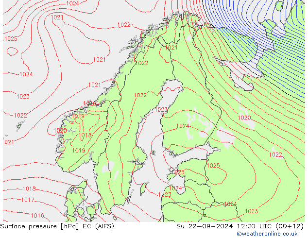 Surface pressure EC (AIFS) Su 22.09.2024 12 UTC