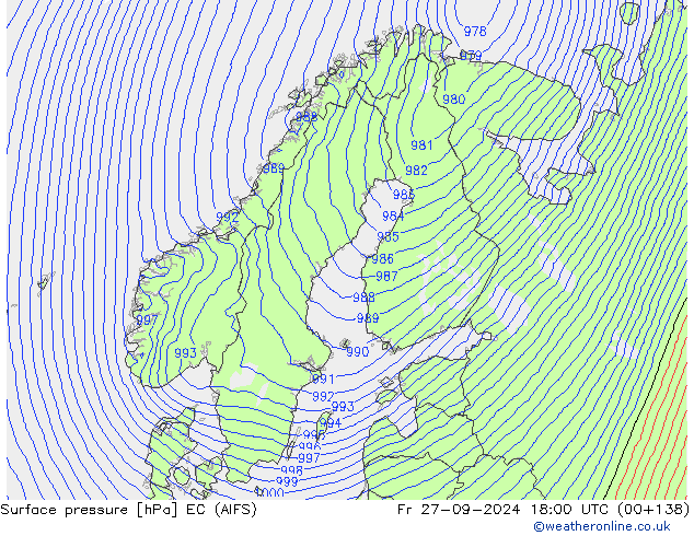 Luchtdruk (Grond) EC (AIFS) vr 27.09.2024 18 UTC