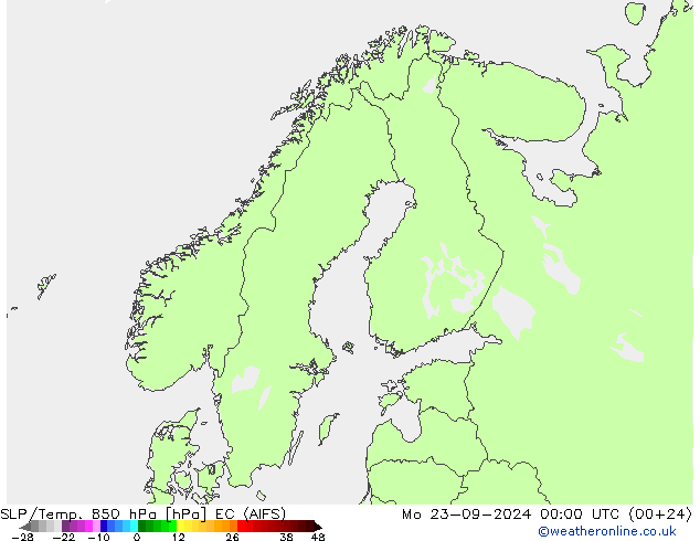 SLP/Temp. 850 hPa EC (AIFS) 星期一 23.09.2024 00 UTC