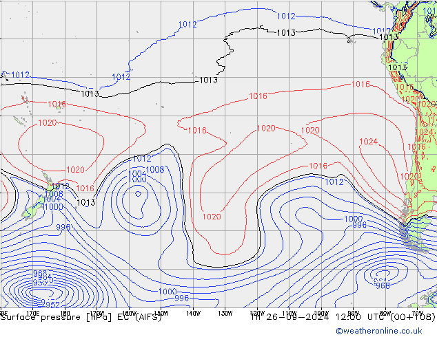 Atmosférický tlak EC (AIFS) Čt 26.09.2024 12 UTC