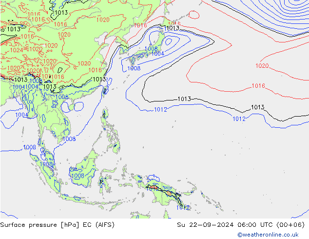 Surface pressure EC (AIFS) Su 22.09.2024 06 UTC