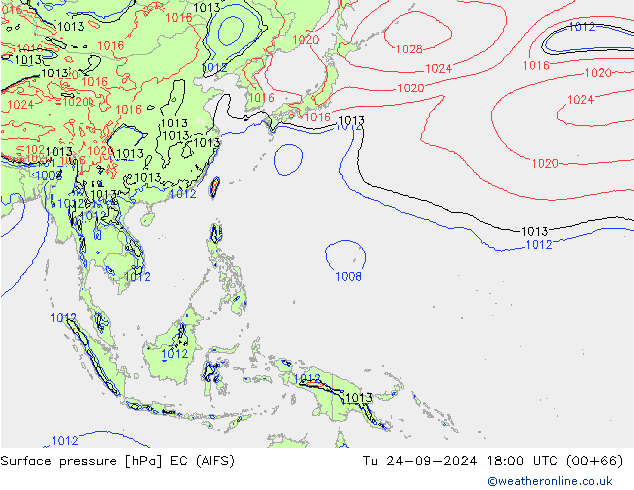 Surface pressure EC (AIFS) Tu 24.09.2024 18 UTC