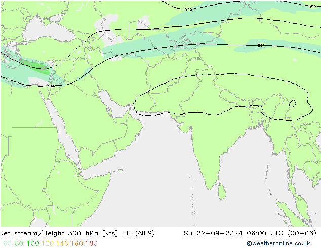 Jet stream EC (AIFS) Dom 22.09.2024 06 UTC