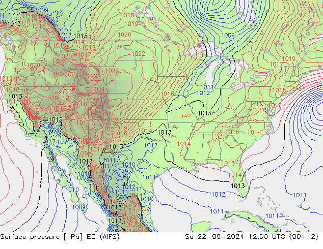 Surface pressure EC (AIFS) Su 22.09.2024 12 UTC