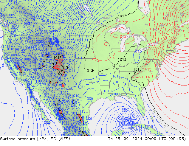 Pressione al suolo EC (AIFS) gio 26.09.2024 00 UTC