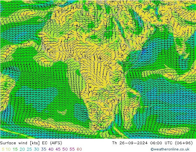 Surface wind EC (AIFS) Th 26.09.2024 06 UTC