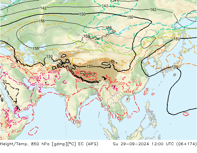 Height/Temp. 850 hPa EC (AIFS) Dom 29.09.2024 12 UTC