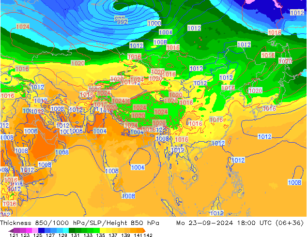 Thck 850-1000 гПа EC (AIFS) пн 23.09.2024 18 UTC