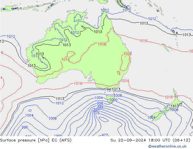 Surface pressure EC (AIFS) Su 22.09.2024 18 UTC