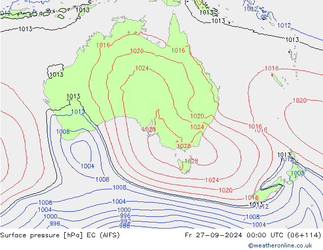 Surface pressure EC (AIFS) Fr 27.09.2024 00 UTC