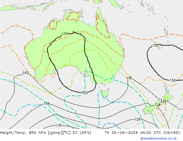 Yükseklik/Sıc. 850 hPa EC (AIFS) Per 26.09.2024 06 UTC