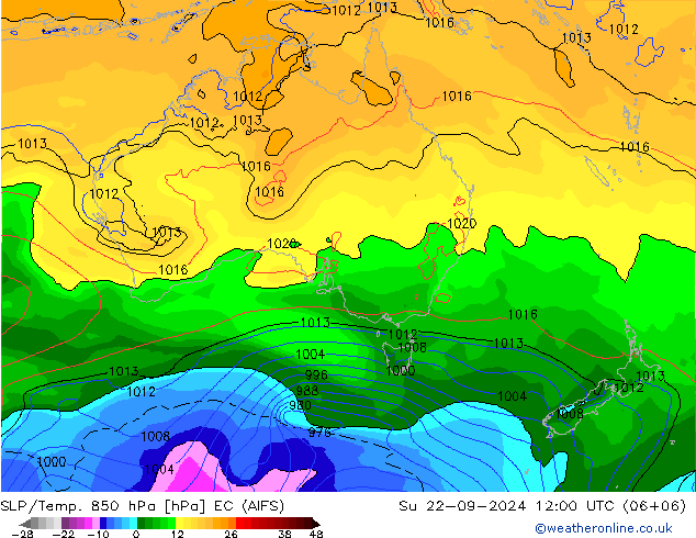 SLP/Temp. 850 hPa EC (AIFS) So 22.09.2024 12 UTC