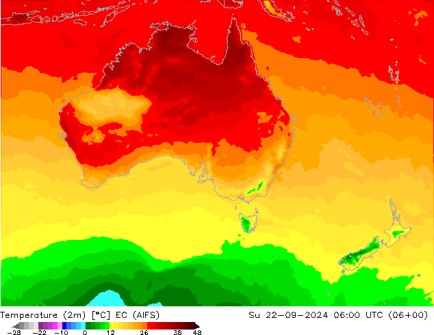 Temperature (2m) EC (AIFS) Su 22.09.2024 06 UTC