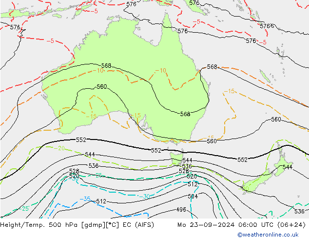 Hoogte/Temp. 500 hPa EC (AIFS) ma 23.09.2024 06 UTC