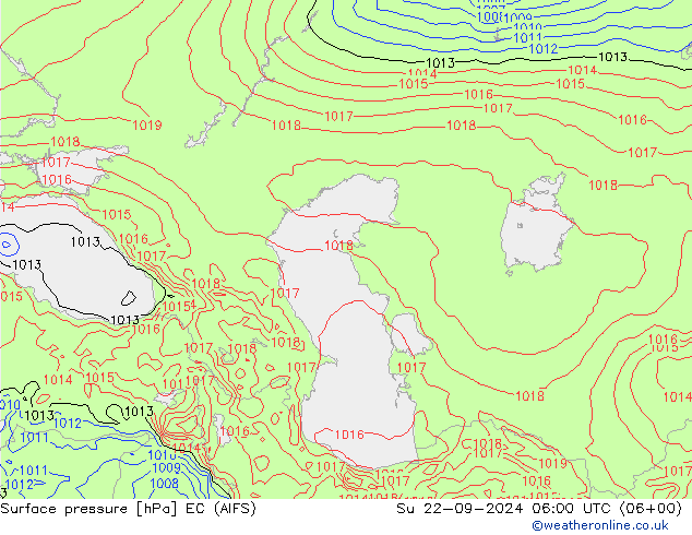 Surface pressure EC (AIFS) Su 22.09.2024 06 UTC