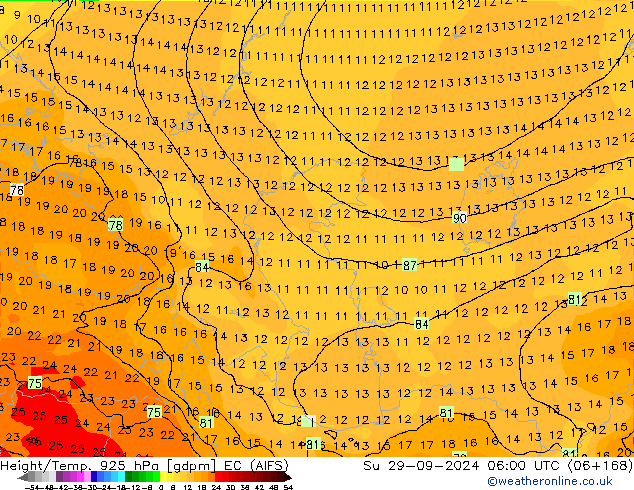 Height/Temp. 925 hPa EC (AIFS) So 29.09.2024 06 UTC