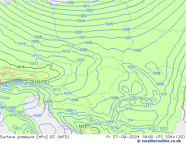 Surface pressure EC (AIFS) Fr 27.09.2024 18 UTC