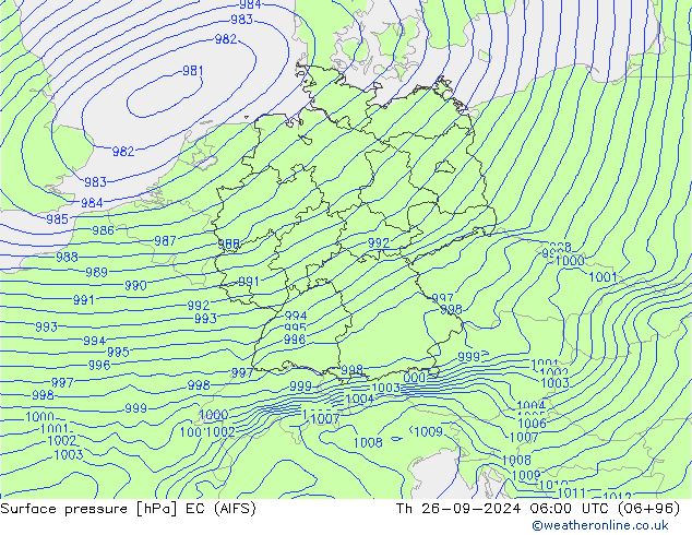 Atmosférický tlak EC (AIFS) Čt 26.09.2024 06 UTC