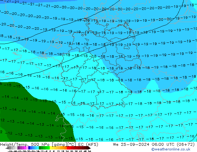 Yükseklik/Sıc. 500 hPa EC (AIFS) Çar 25.09.2024 06 UTC