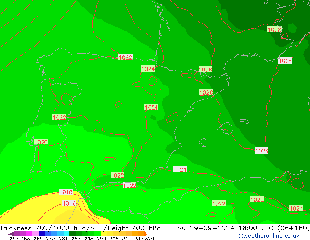 Dikte700-1000 hPa EC (AIFS) zo 29.09.2024 18 UTC