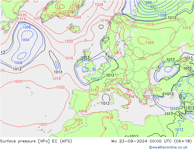 地面气压 EC (AIFS) 星期一 23.09.2024 00 UTC