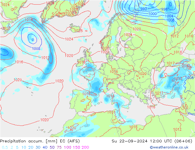 Precipitación acum. EC (AIFS) dom 22.09.2024 12 UTC