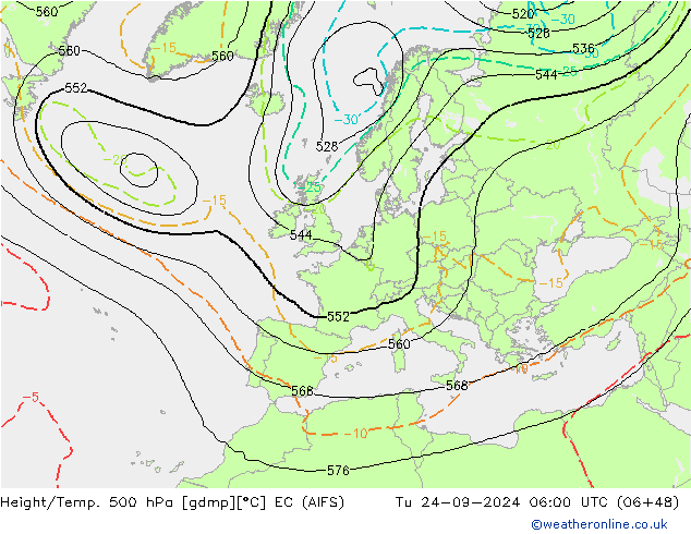 Height/Temp. 500 hPa EC (AIFS) Ter 24.09.2024 06 UTC