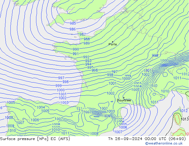 Surface pressure EC (AIFS) Th 26.09.2024 00 UTC