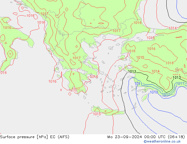 Pressione al suolo EC (AIFS) lun 23.09.2024 00 UTC