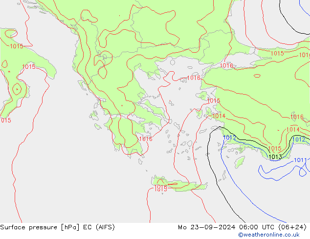 Surface pressure EC (AIFS) Mo 23.09.2024 06 UTC