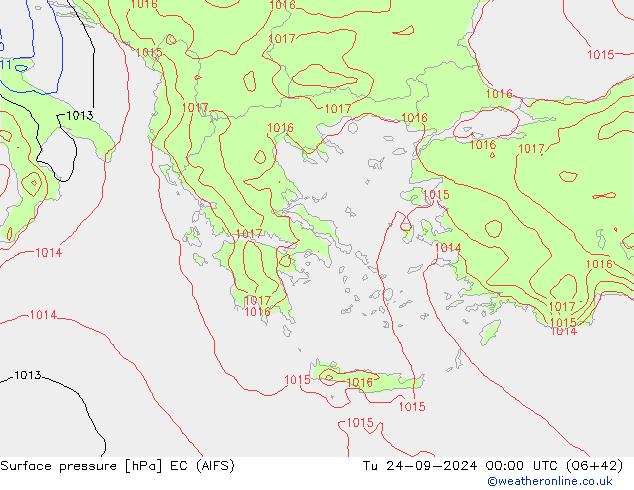 Surface pressure EC (AIFS) Tu 24.09.2024 00 UTC